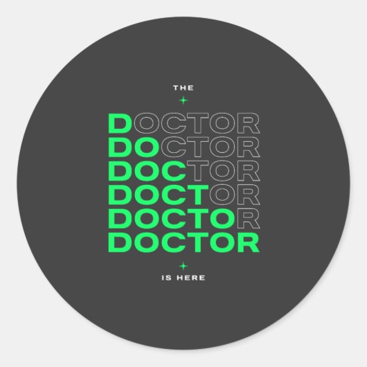 The Doctor Is Here Neon Text Design ラウンドシール (正面)