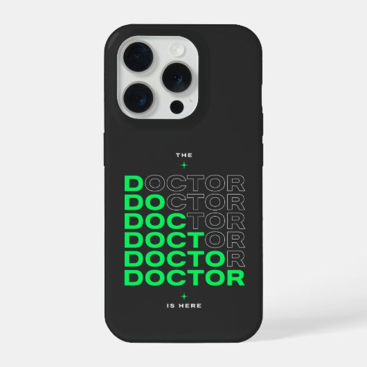 The Doctor Is Here Neon Text Design iPhoneケース (裏面)