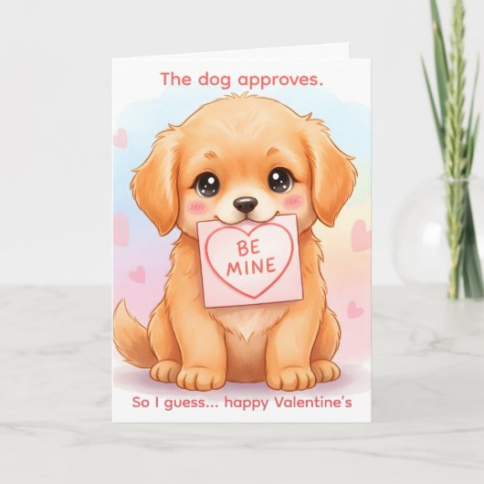 The Dog Approves — Funny Pet Lover Valentine シーズンカード (正面)