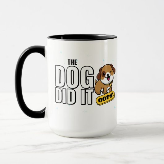 The Dog Did It - Funny Cute Puppy Design マグカップ (左)