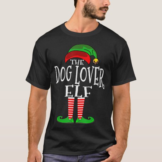 The Dog Lover Elf Christmas Design Tシャツ (正面)