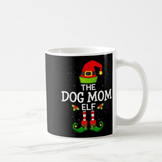 The Dog Mom Elf Christmas Family Matching Pajama M コーヒーマグカップ (右)