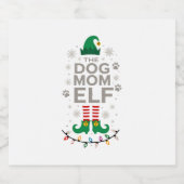 The Dog Mom Elf Xmas Funny Dogs lover Christmas Do スパークリングワインラベル (シングルラベル)