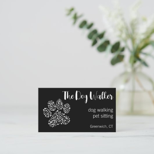 The Dog Walker Modern Professional Black 名刺 (スタンド正面)