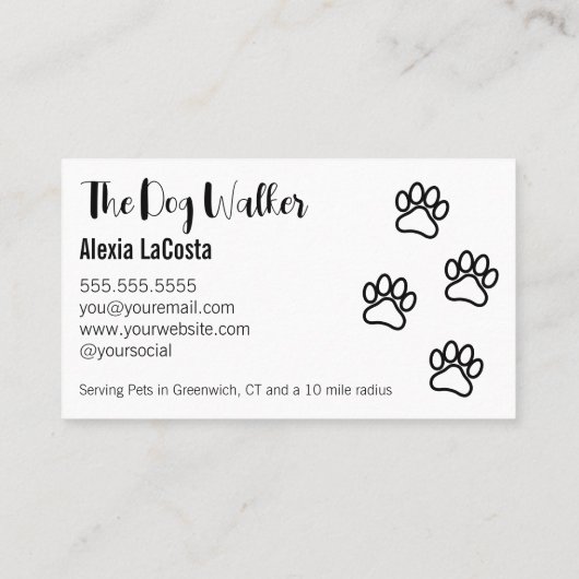 The Dog Walker Modern Professional Black 名刺 (裏面)