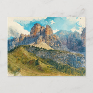 The Dolomites Italy - Watercolor Splash Painting ポストカード
