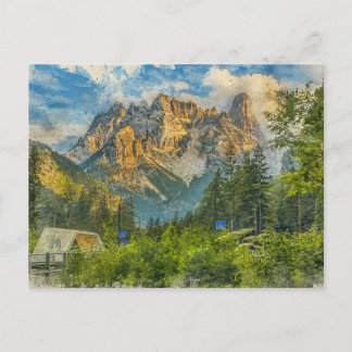 The Dolomites Italy - Watercolor Splash Painting ポストカード