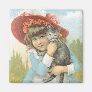 The Domestic SM Co. Girl with Gray Cat マグネット