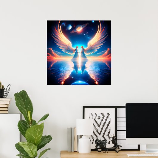 The Double Angels on 24x24 Wall  ポスター (ホームオフィス)