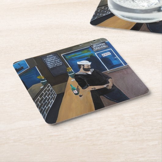 The Drunken Sailor Painting by Alfred Fox スクエアペーパーコースター (アングル)