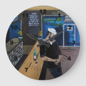 The Drunken Sailor Painting by Alfred Fox ラージ壁時計 (正面)