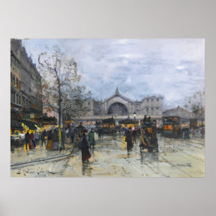 The East Station by Eugène Galien-Laloue ポスター