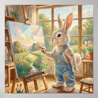 The Easter Bunny attempting to paint  ポスター