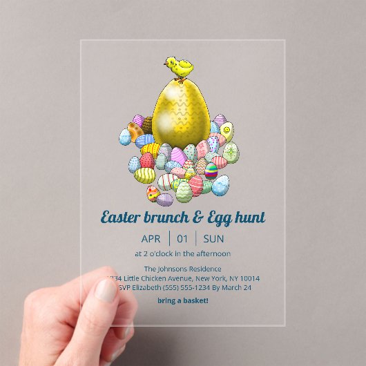 The Easter chicken's brunch and egg hunt アクリル招待状 (インサイチュ (ポータブル))