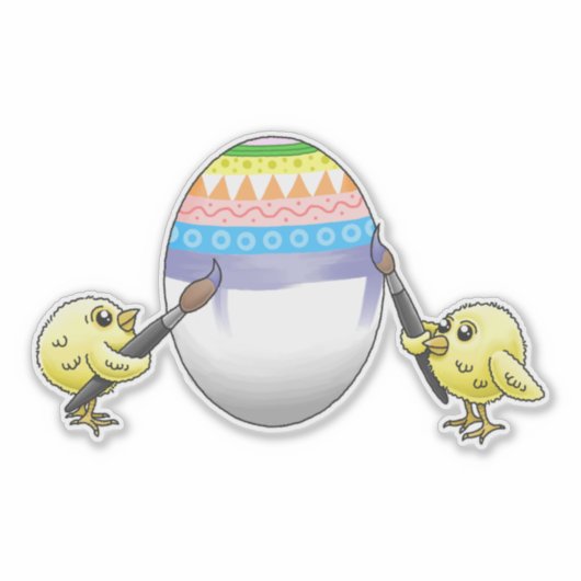The Easter egg is painted by the chickens シール (正面)