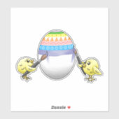 The Easter egg is painted by the chickens シール (シート)