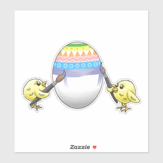 The Easter egg is painted by the chickens シール (シート)