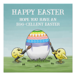 The Easter egg is painted by the chicks ポスター