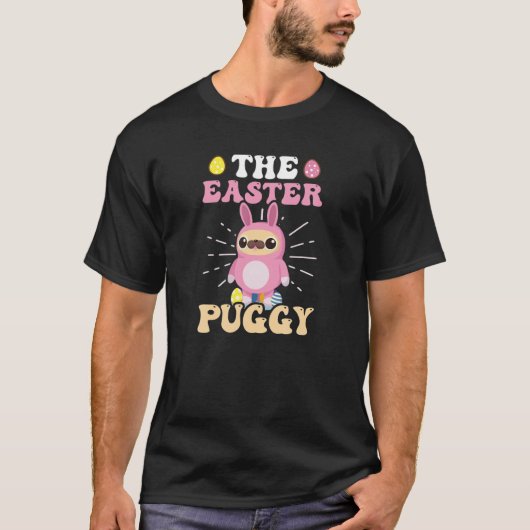 The Easter Puggy Design Pug Easter Tシャツ (正面)