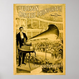The Edison Concert Phonograph Vintage Advert ポスター