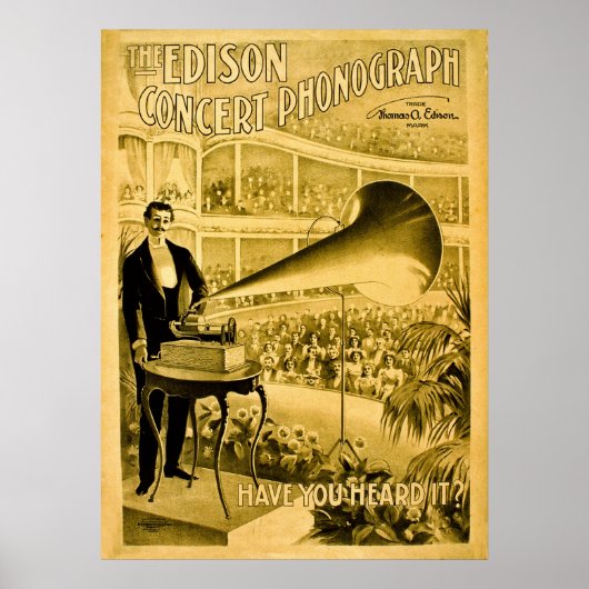The Edison Concert Phonograph Vintage Advert ポスター (正面)
