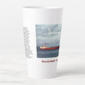 The Edmund Fitzgerald with Crew Names カフェラテマグ (正面)