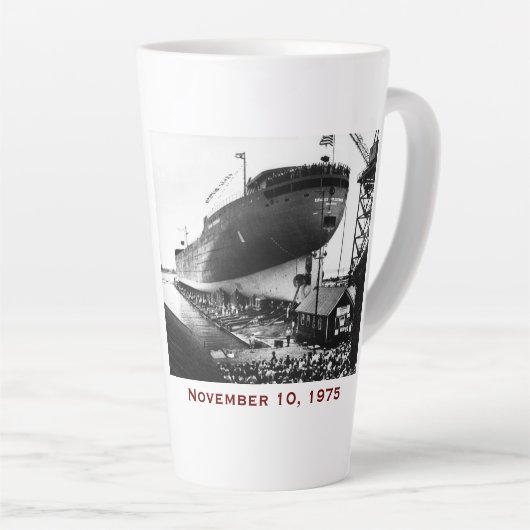 The Edmund Fitzgerald with Crew Names カフェラテマグ (右アングル)
