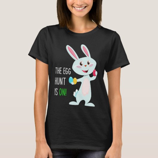 The Egg Hunt Is On  Easter Bunny Hunter Quote Kids Tシャツ (正面)