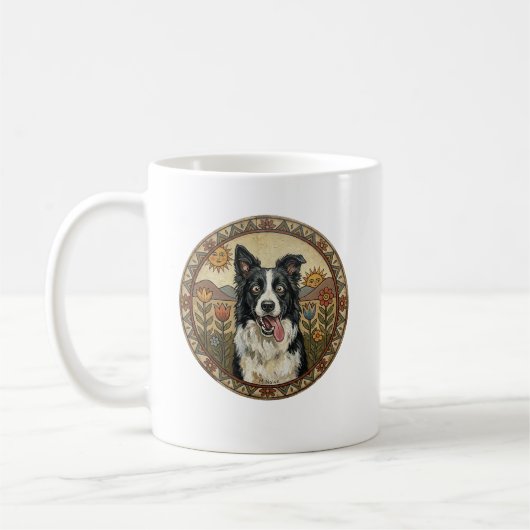 The Einstein of the Moors: Border Collie Folk Art  コーヒーマグカップ (左)