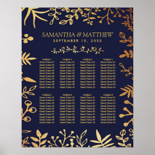 The Elegant Navy & Gold Floral Wedding Collection ポスター