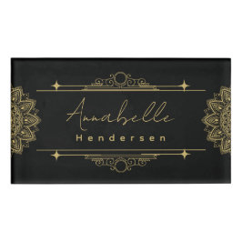 The Elegante金ゴールド&ブラックネームタグ 名札