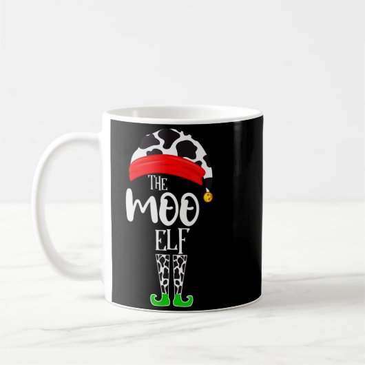 The Elf Moo Cow Funny Christmas Elf Family Matchin コーヒーマグカップ (左)