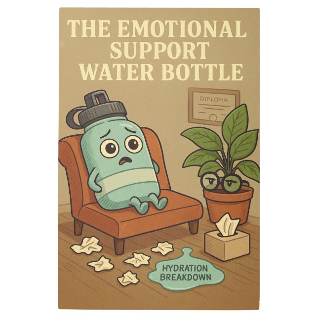 The Emotional Support Water Bottle メタルプリント (正面)