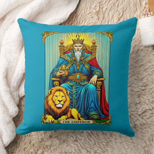 The Emperor Tarot Card Art クッション (ブランケット)