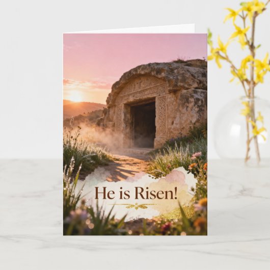 The Empty Tomb Easter カード (黄色い花)