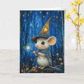 The Enchanted Magician Mouse Fantasy Art カード (黄色い花)