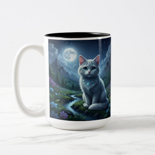 The Enchanted Moonlight Cat Ceramic Mug ツートーンマグカップ (左)
