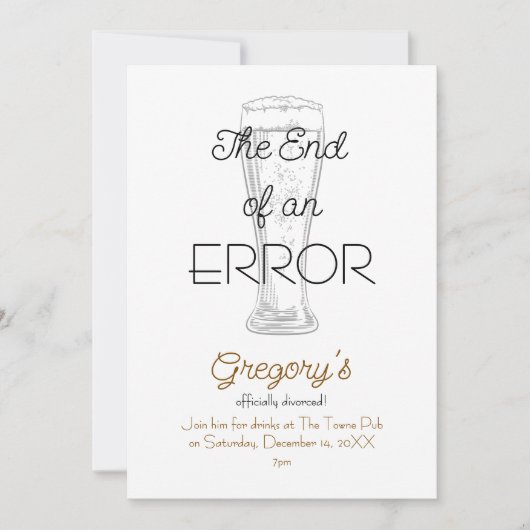 The End of an Error Beer Divorce Party 招待状 (正面)