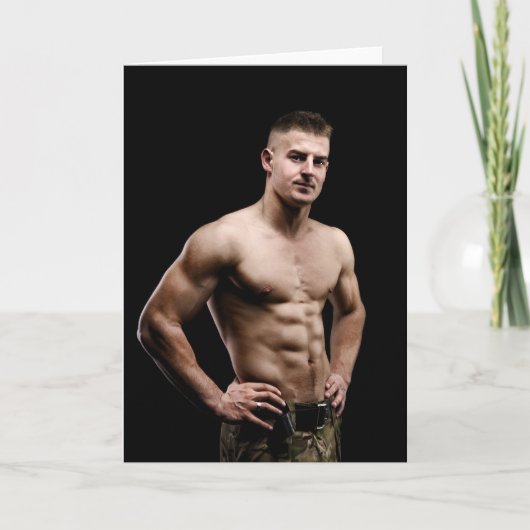 The Epitome of Strength Hot Guy Greetings Card カード (正面)