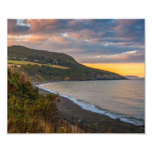 The Evening Glow of Greystones Coast フォトプリント (正面)