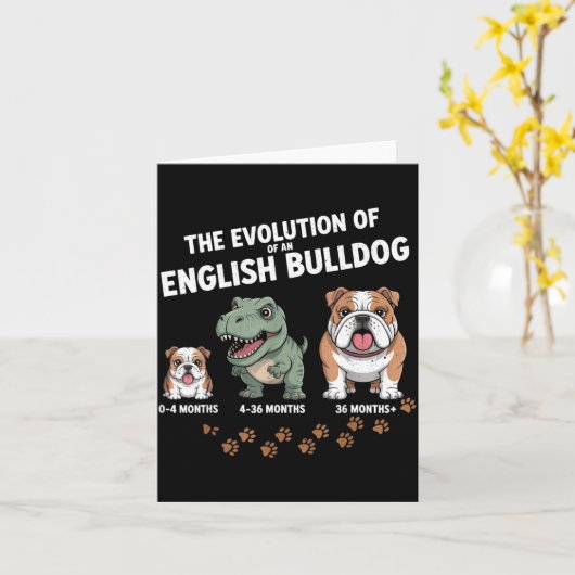 The Evolution Of An English Bulldog Funny  カード (黄色い花)