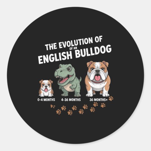 The Evolution Of An English Bulldog Funny  ラウンドシール (正面)