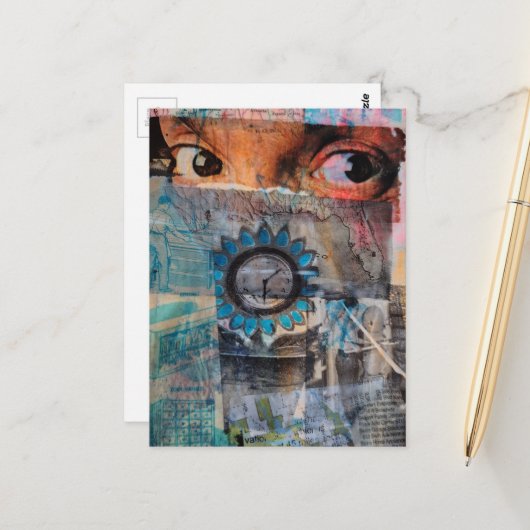 The Eyeballs abstract junk journal Collage ポストカード (正面/裏面インサイチュ)