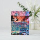 The Eyeballs abstract junk journal Collage AI ポストカード (スタンド正面)