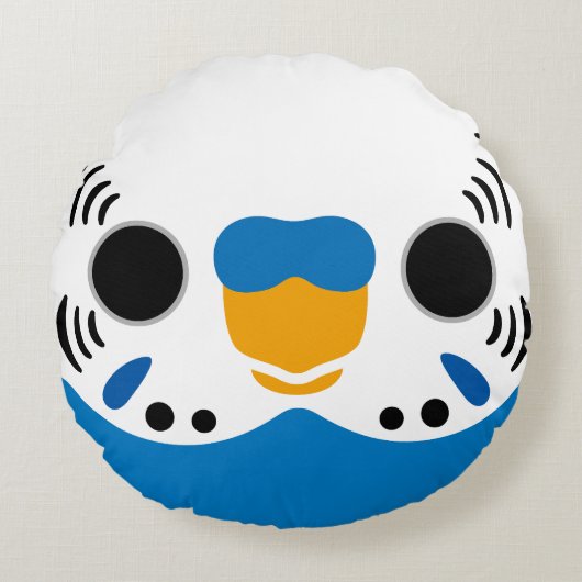The face of a normal cobalt male budgie ラウンドクッション (正面)