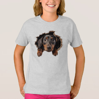 the face of the loving and fluffy puppy tシャツ
