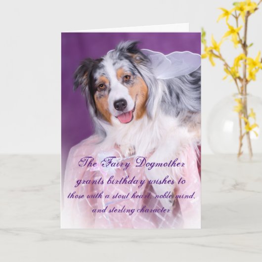 The Fairy Dogmotherネームおもしろい誕生日の追加 カード (黄色い花)