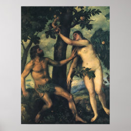 The Fall of Man; Adam and Eve by Titian ポスター