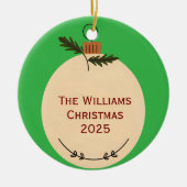 The Family Name Christmas 2025 Elegant Script  セラミックオーナメント (正面)