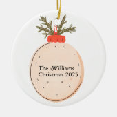 The Family Name Christmas 2025 Elegant Script  セラミックオーナメント (正面)